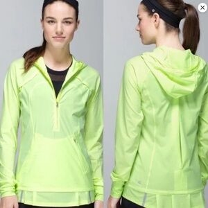 Lululemon Lightened Up Pullover Hooded Rain Clear Mint Neon READ